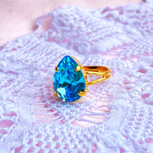Load image into Gallery viewer, Crystal Ring Pear Drop