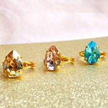 Load image into Gallery viewer, Crystal Ring Pear Drop